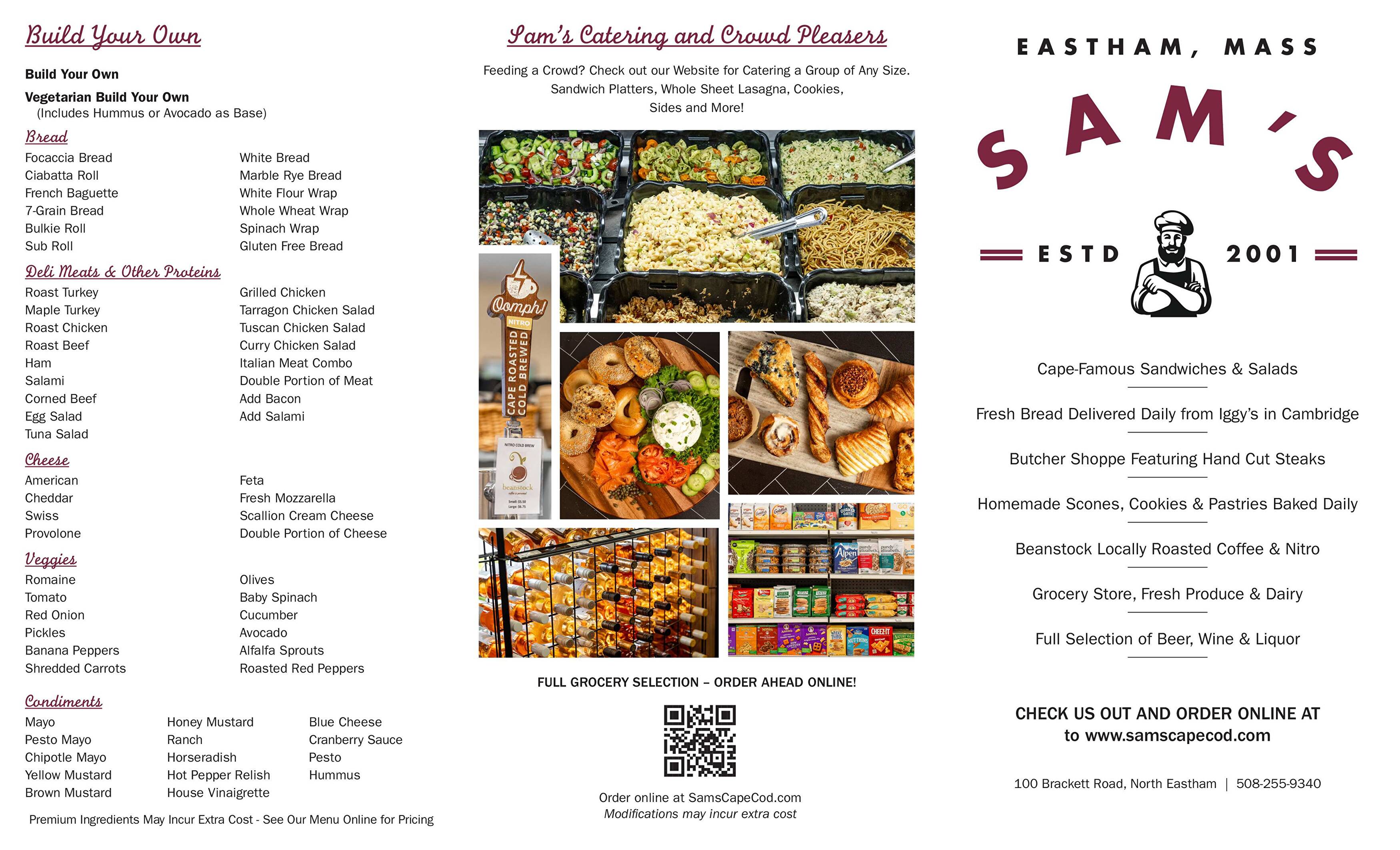 Sandwich Menu | SamsCapeCod
